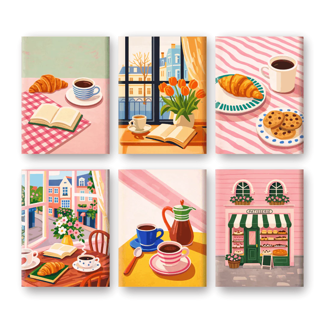 Coffret “Coffee Moments” – 6 peintures par numéro