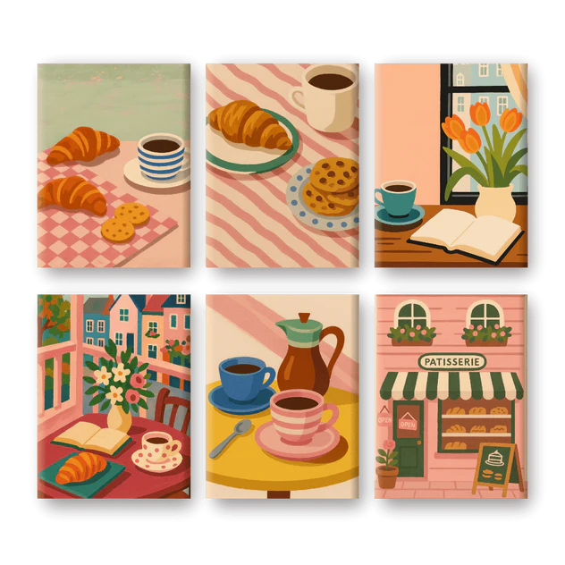 Coffret “Matinée Chill” – 6 peintures par numéro