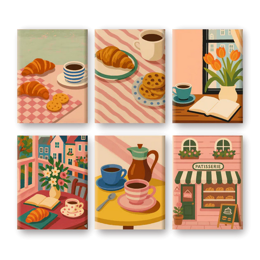 Coffret de 6 peintures par numéro “Matinée Chill"