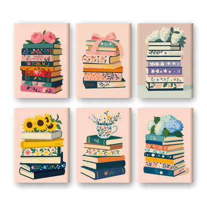 Coffret “Livres & Fleurs” – 6 peintures par numéro