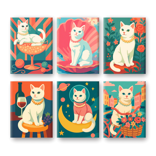 Coffret “Madame Chat” – 6 peintures par numéro