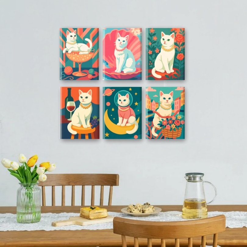 Peintures par numéro Madame Chat en décoration murale – sur le thème des chats élégants – Maison Artsen