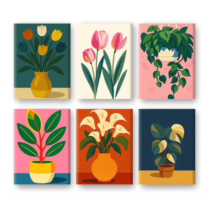 Coffret “Plantes, Fleurs & Couleurs” – 6 peintures par numéro