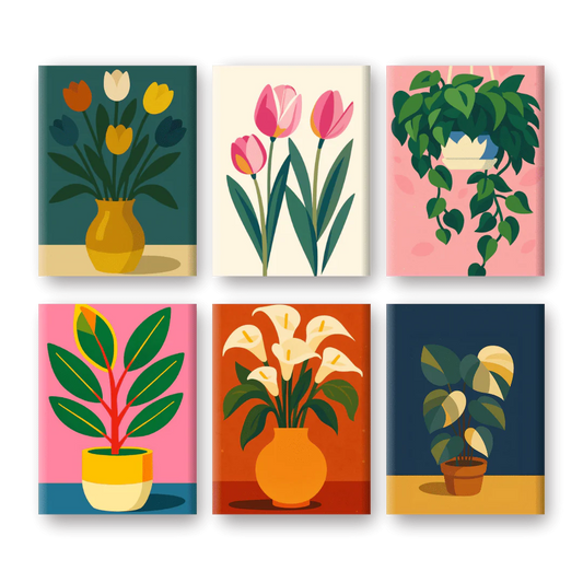 Coffret “Plantes, Fleurs & Couleurs” – 6 peintures par numéro