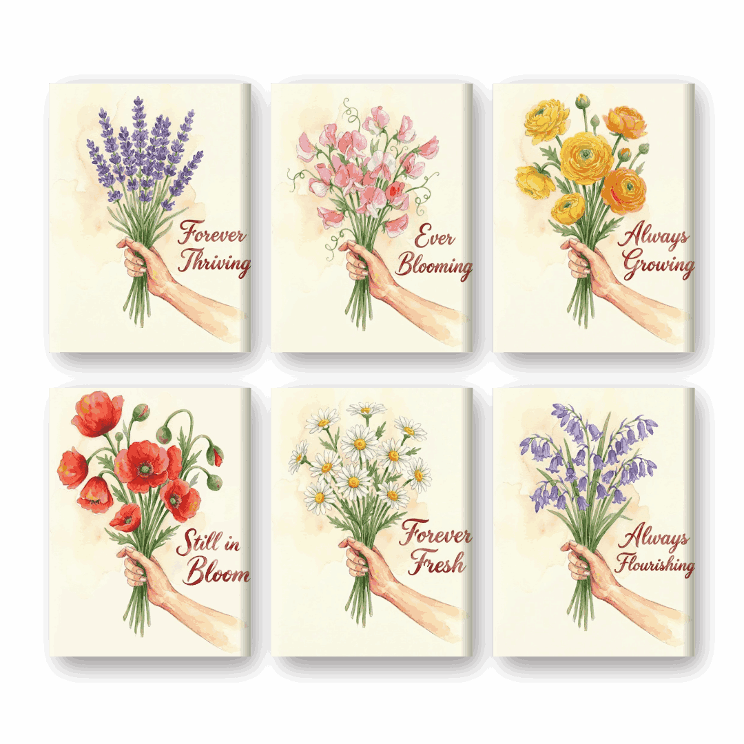 Coffret 6 peintures par numéro Fleurs & Citations – mêlant fleurs et citations inspirantes – Maison Artsen