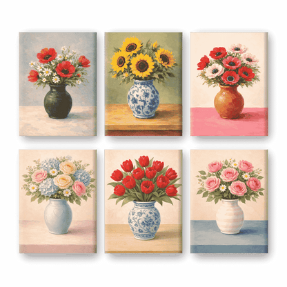 Coffret “Bouquets Floraux” – 6 peintures par numéro