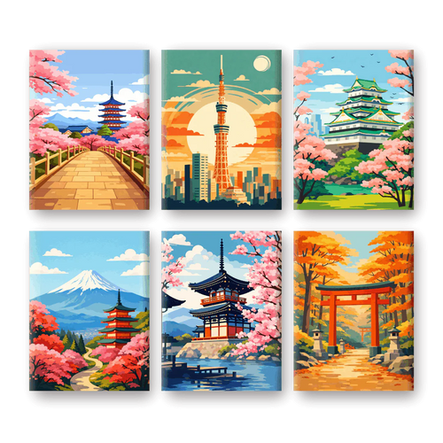 Coffret “Japon” – 6 peintures par numéro