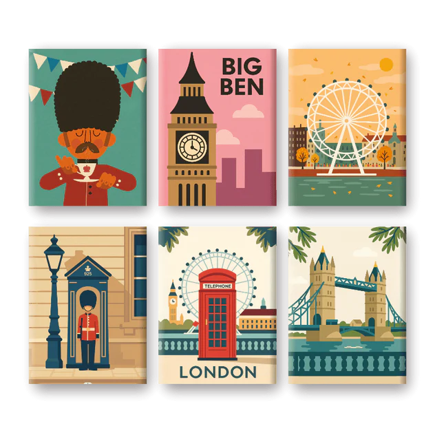 Coffret 6 peintures par numéro London – inspiré de Londres – Maison Artsen