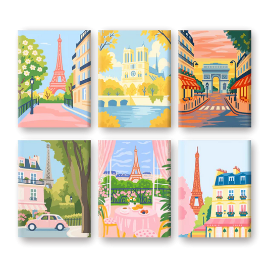 Coffret de 6 peintures par numéro “Paris est magique”