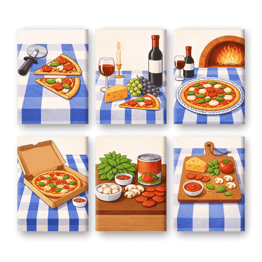 Coffret “Soirée Pizza” – 6 peintures par numéro
