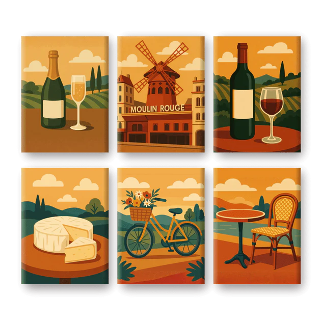 Coffret “Simplement la France” – 6 peintures par numéro