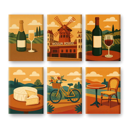 Coffret “Simplement la France” – 6 peintures par numéro