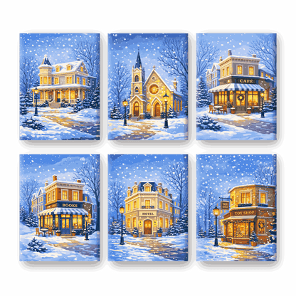 Coffret “Rue sous la neige” – 6 peintures par numéro