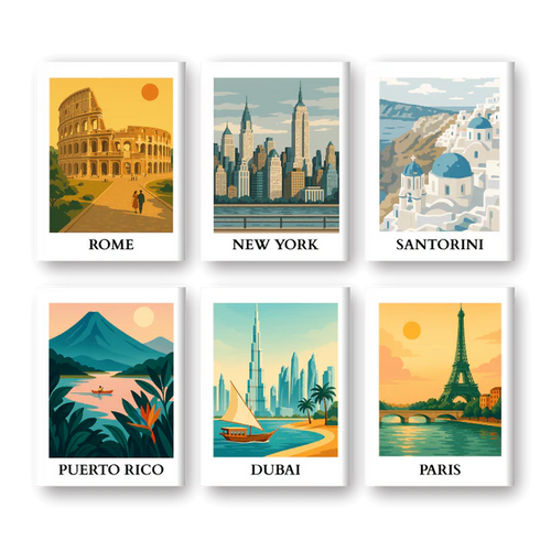 Coffret “Capitales” – 6 peintures par numéro