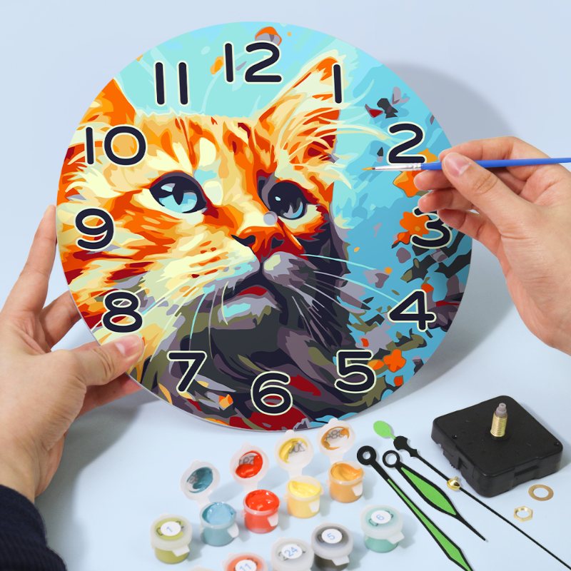 Horloge à peindre par numéro Chat Roux, vue 7, Maison Artsen