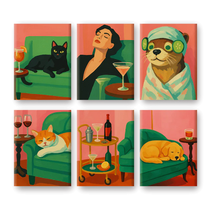 Coffret “Chilling at home” – 6 peintures par numéro