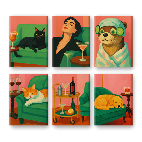 Coffret “Chilling at home” – 6 peintures par numéro