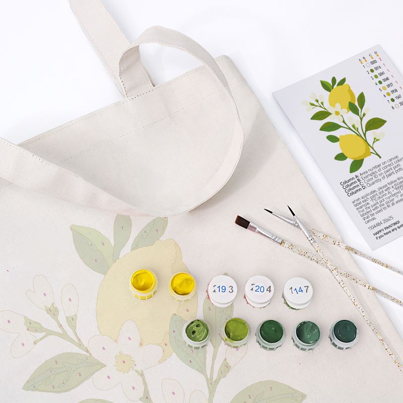 Tote bag à peindre par numéro Branche de Citrons, vue 6, Maison Artsen