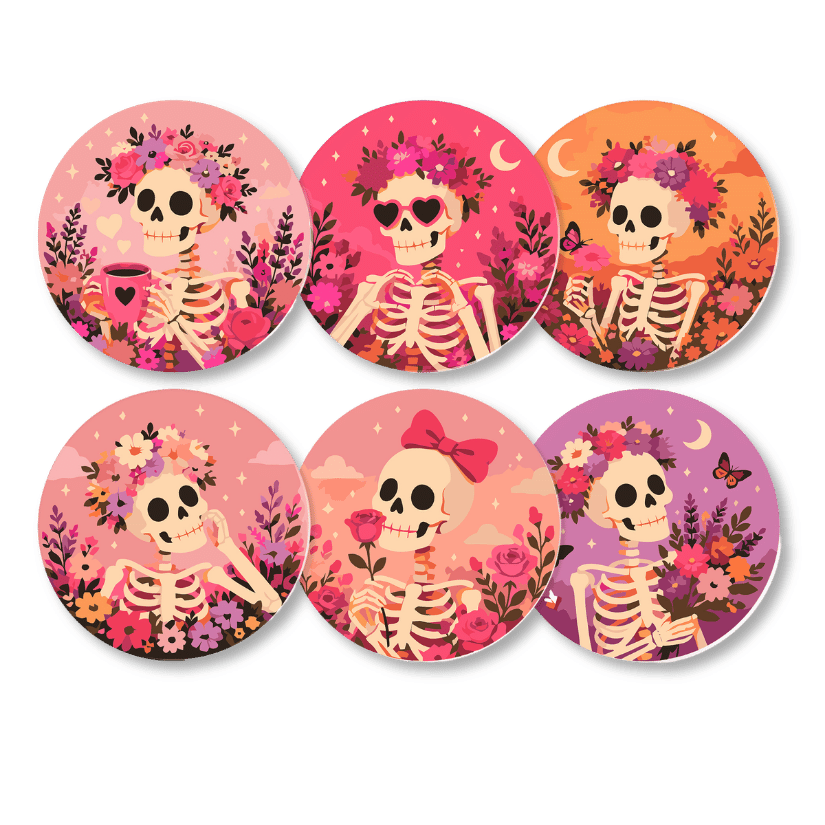 Sets de table à peindre par numéro Squelettes en Fleurs, Maison Artsen