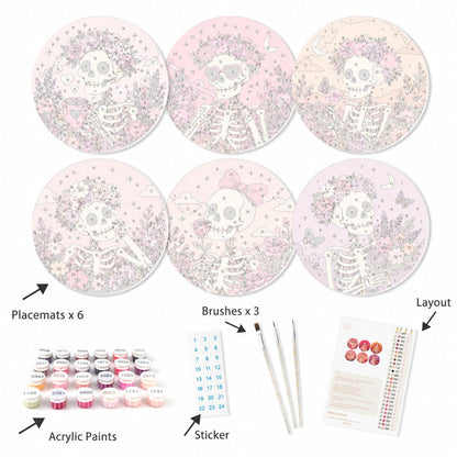 Sets de table à peindre par numéro Squelettes en Fleurs, vue 6, Maison Artsen