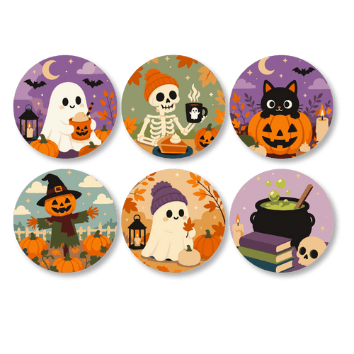 Sous-verres à peindre par numéro Halloween Douillet, Maison Artsen