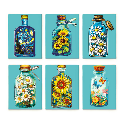 Coffret “En bouteille” – 6 peintures par numéro