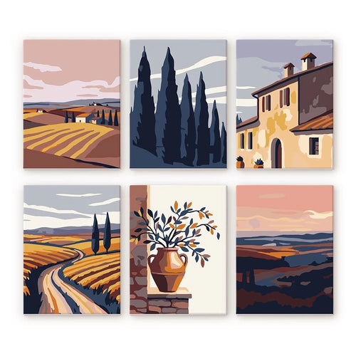 Coffret “Campagne & Calme” – 6 peintures par numéro
