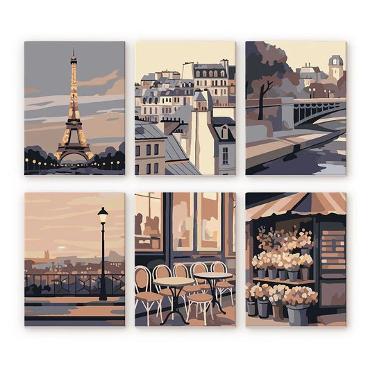 Coffret de 6 peintures par numéro “Balade à Paris”