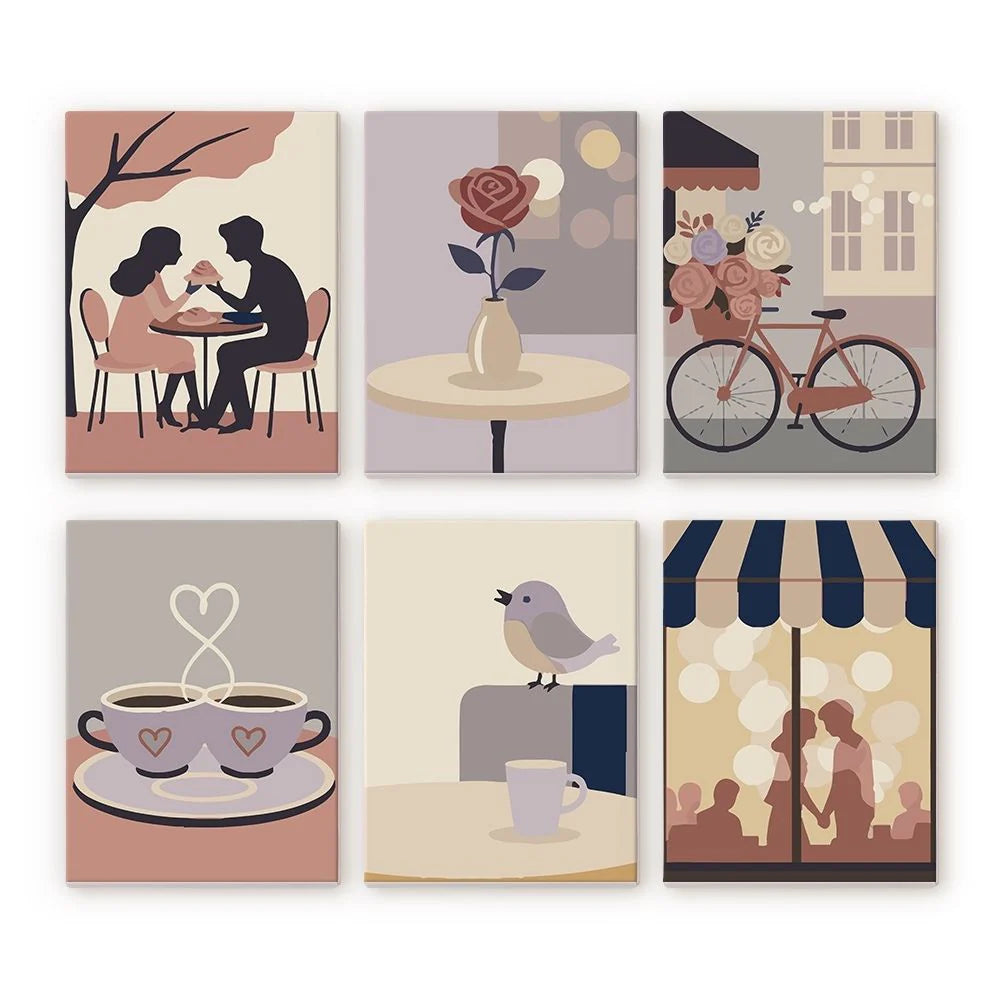 Coffret “Douce Romance” – 6 peintures par numéro