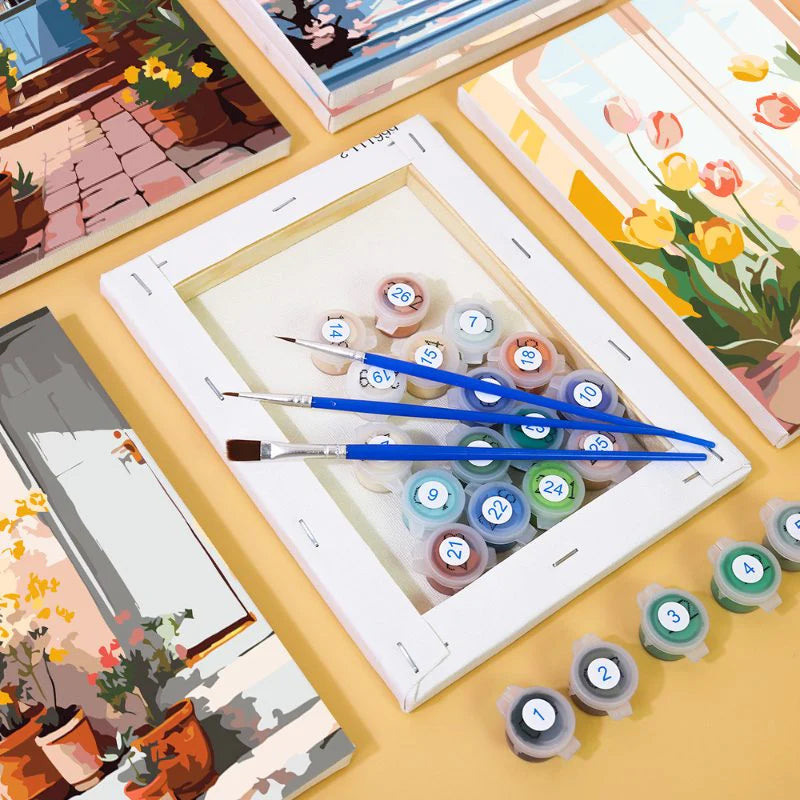 Coffret “Entrées Fleuries” – 6 peintures par numéro