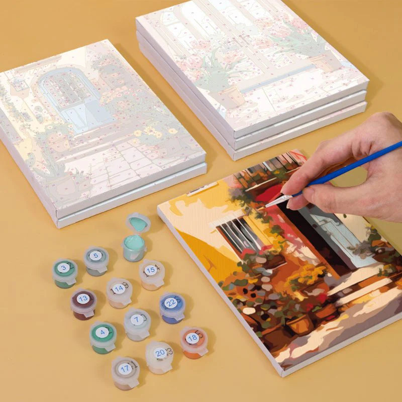 Peinture par numéro Entrées Fleuries – détail toile – Maison Artsen