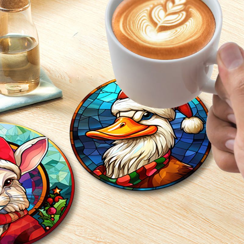 Sous-verres à peindre par numéro Animaux en Bonnet de Noël, vue 2, Maison Artsen