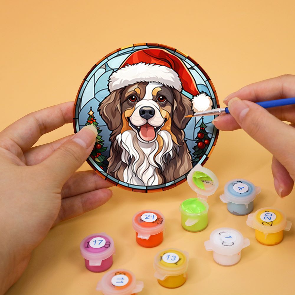 Sous-verres à peindre par numéro Animaux en Bonnet de Noël, vue 7, Maison Artsen