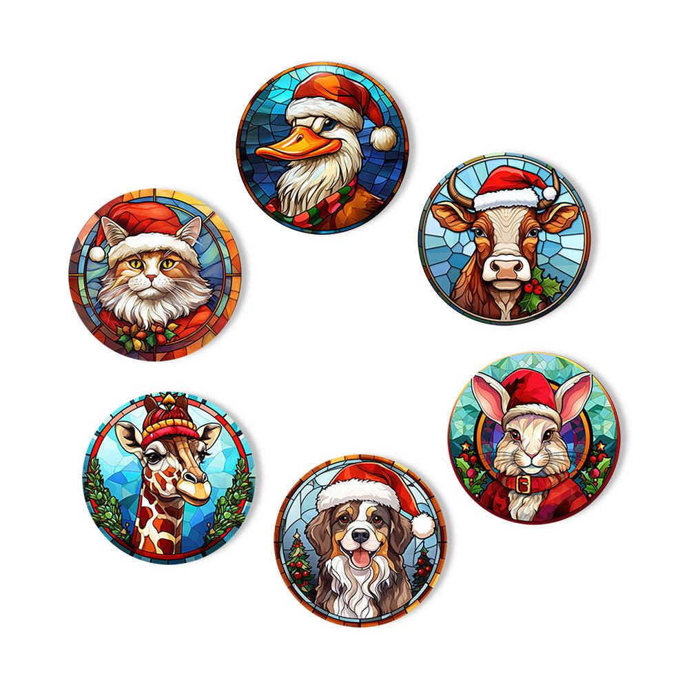 Sous-verres à peindre par numéro Animaux en Bonnet de Noël, vue 9, Maison Artsen