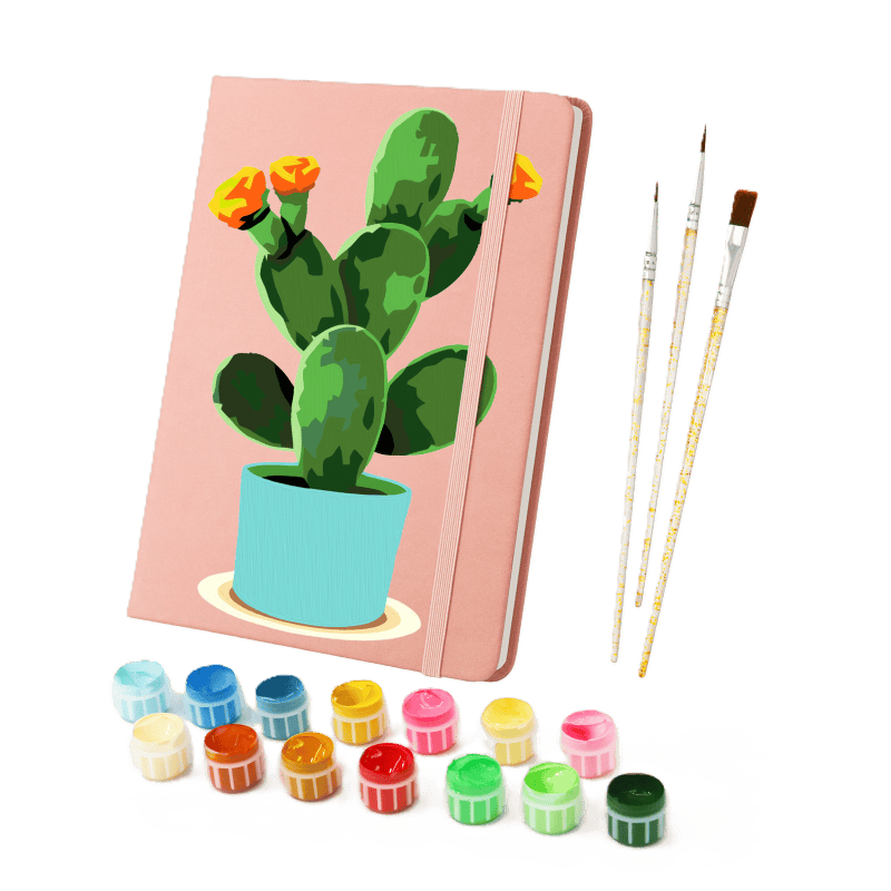 Carnet à peindre par numéro Cactus en Fleurs, Maison Artsen
