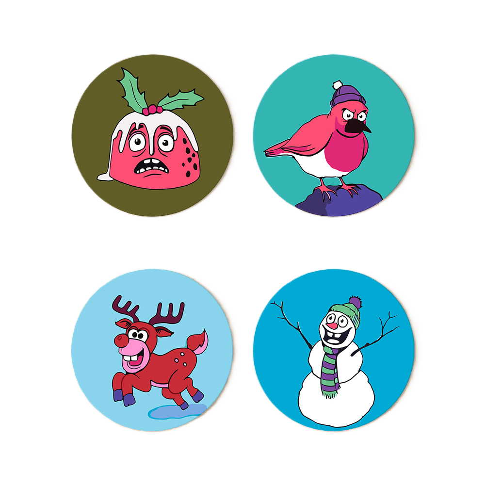 Sous-verres à peindre par numéro Noël Loufoque, vue 3, Maison Artsen