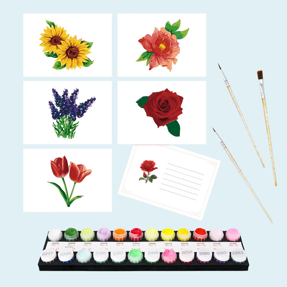 Cartes postales à peindre par numéro Fleurs du Jardin, vue 2, Maison Artsen