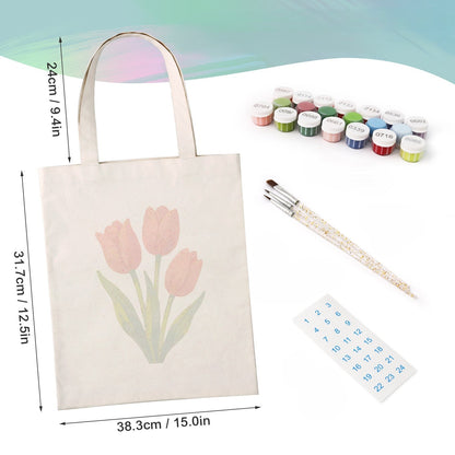 Tote bag à peindre par numéro Tulipes Rouges, vue 4, Maison Artsen