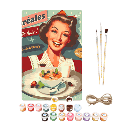 Affiche en métal à peindre par numéro Petit-Déjeuner Rétro, vue 2, Maison Artsen