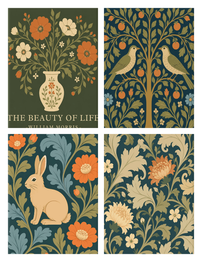 Coffret de 4 peintures par numéro Tapisserie du Jardin, les mini-toiles à plat, Maison Artsen