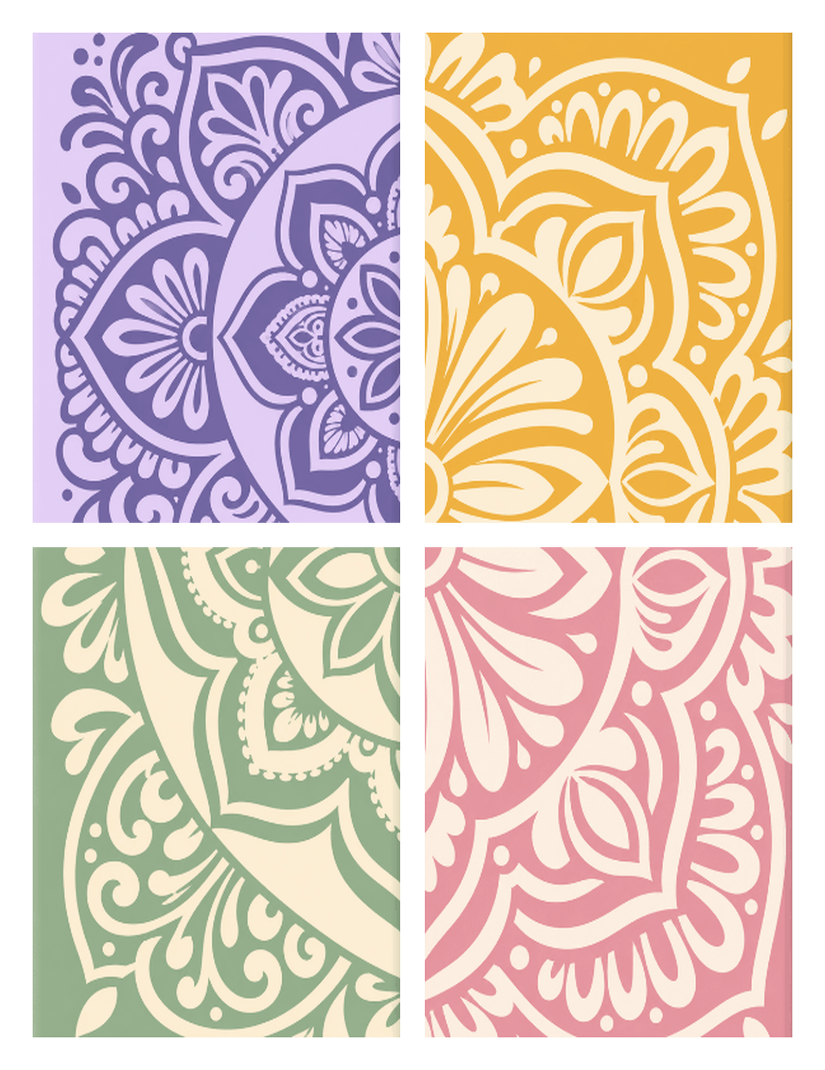 Coffret de 4 peintures par numéro Mandalas Doux, les mini-toiles à plat, Maison Artsen