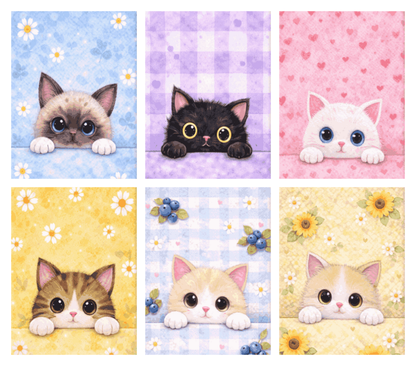 Coffret de 6 peintures par numéro Chatons aux Aguets, les mini-toiles à plat, Maison Artsen