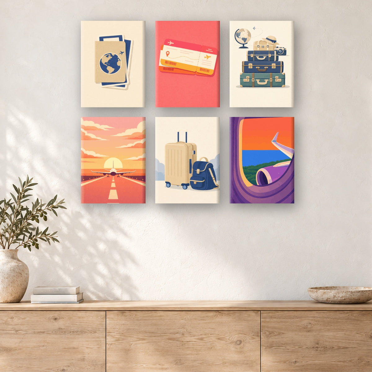 Coffret de 6 peintures par numéro Valises Prêtes, mini-toiles présentées au mur, Maison Artsen