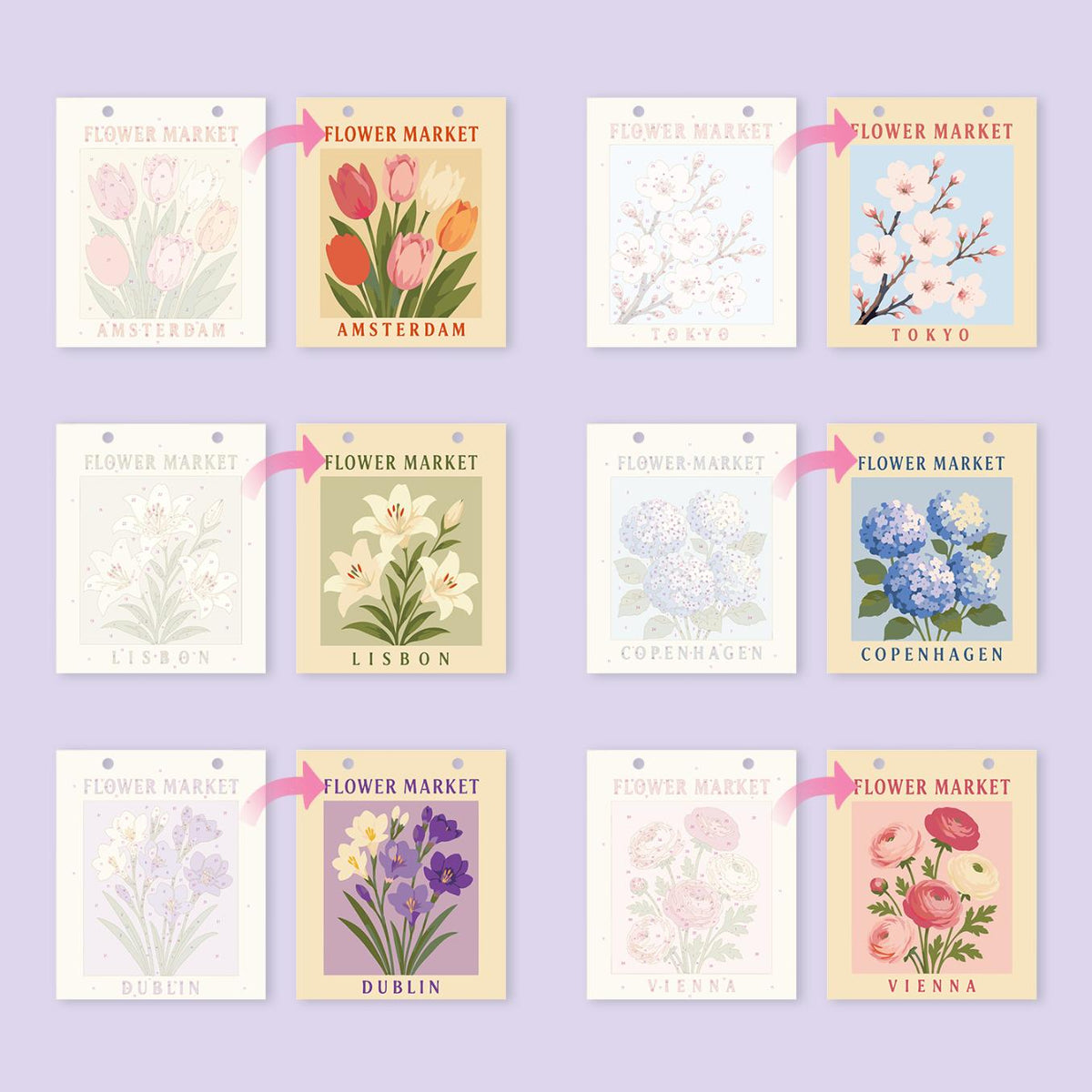 Calendrier 2027 peinture par numéro Marché aux Fleurs, Maison Artsen – vue 8