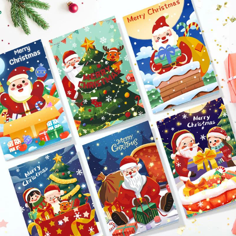 Coffret 6 peintures par numéro Cartes de Noël à Peindre – Série 5 – pour un Noël magique – Maison Artsen