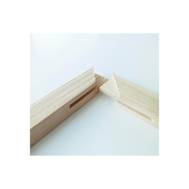 Châssis en bois seul pour toile peinture par numéro – détail de l'emboîtement d'angle – Maison Artsen