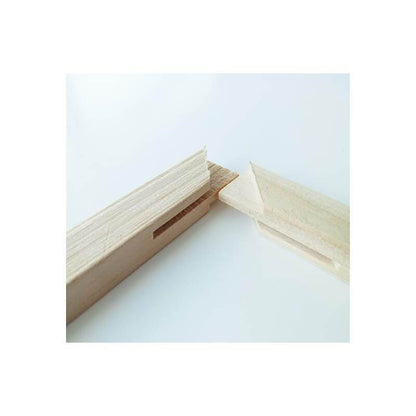 Châssis en bois seul pour toile peinture par numéro – détail de l'emboîtement d'angle – Maison Artsen