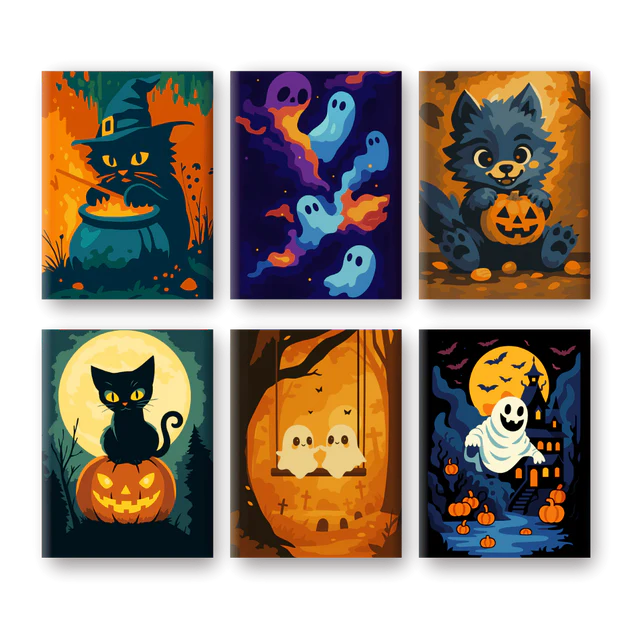 Coffret “Booo’minou” – 6 peintures par numéro