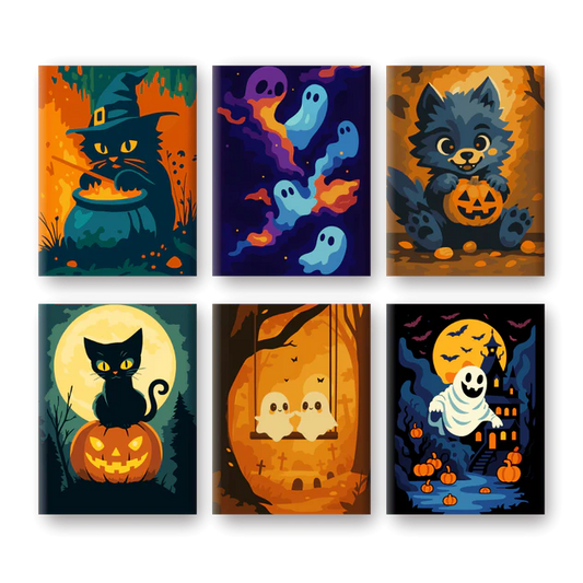 Coffret de 6 peintures par numéro “Booo’minou”