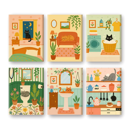 Coffret “Chaton fait sa vie” – 6 peintures par numéro